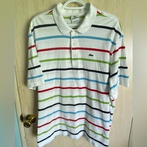 LACOSTE Men's Classic Fit Heavy Piqué Polo Striped Primary Color Sz 9 4X Read